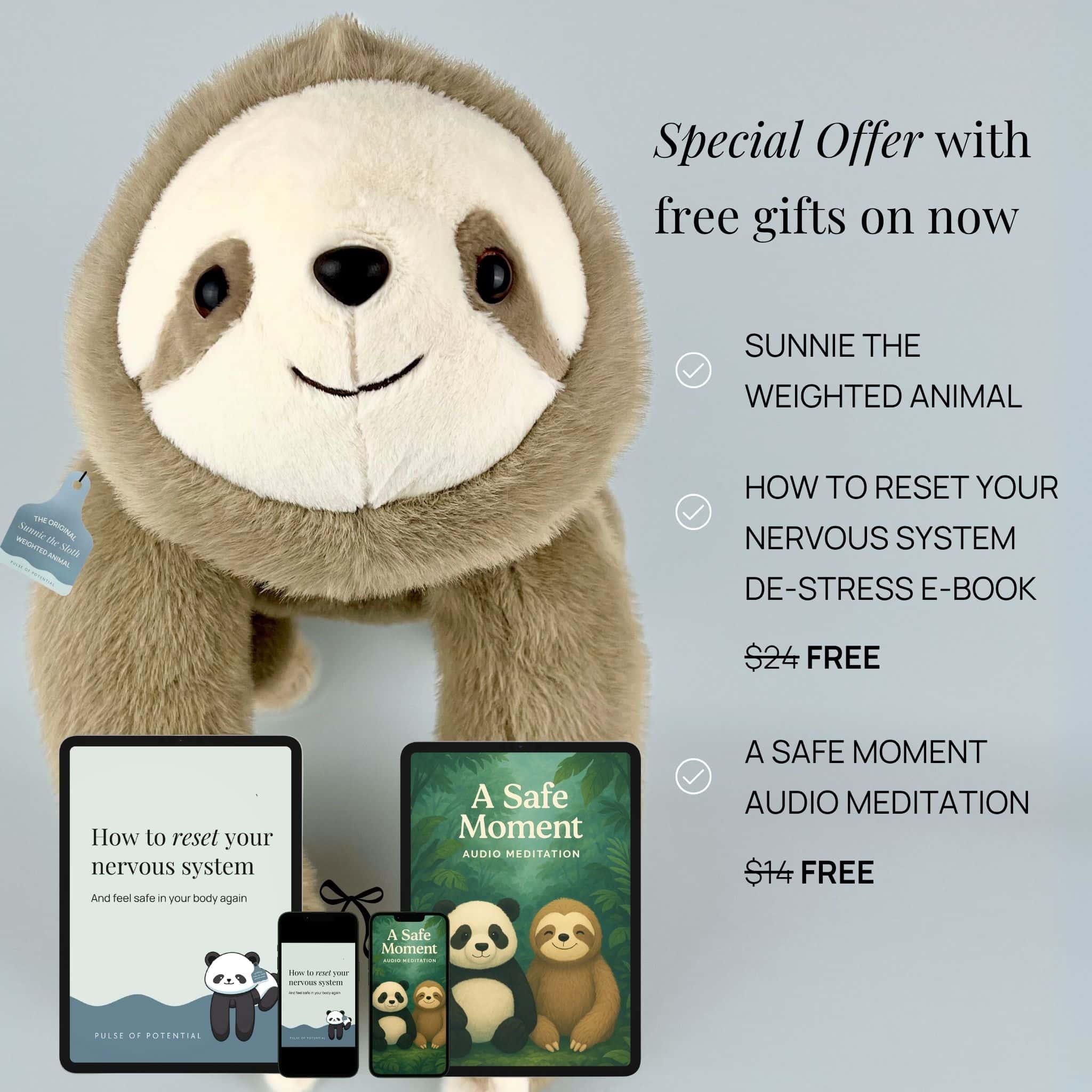 Sunnie the Sloth Weighted Animal